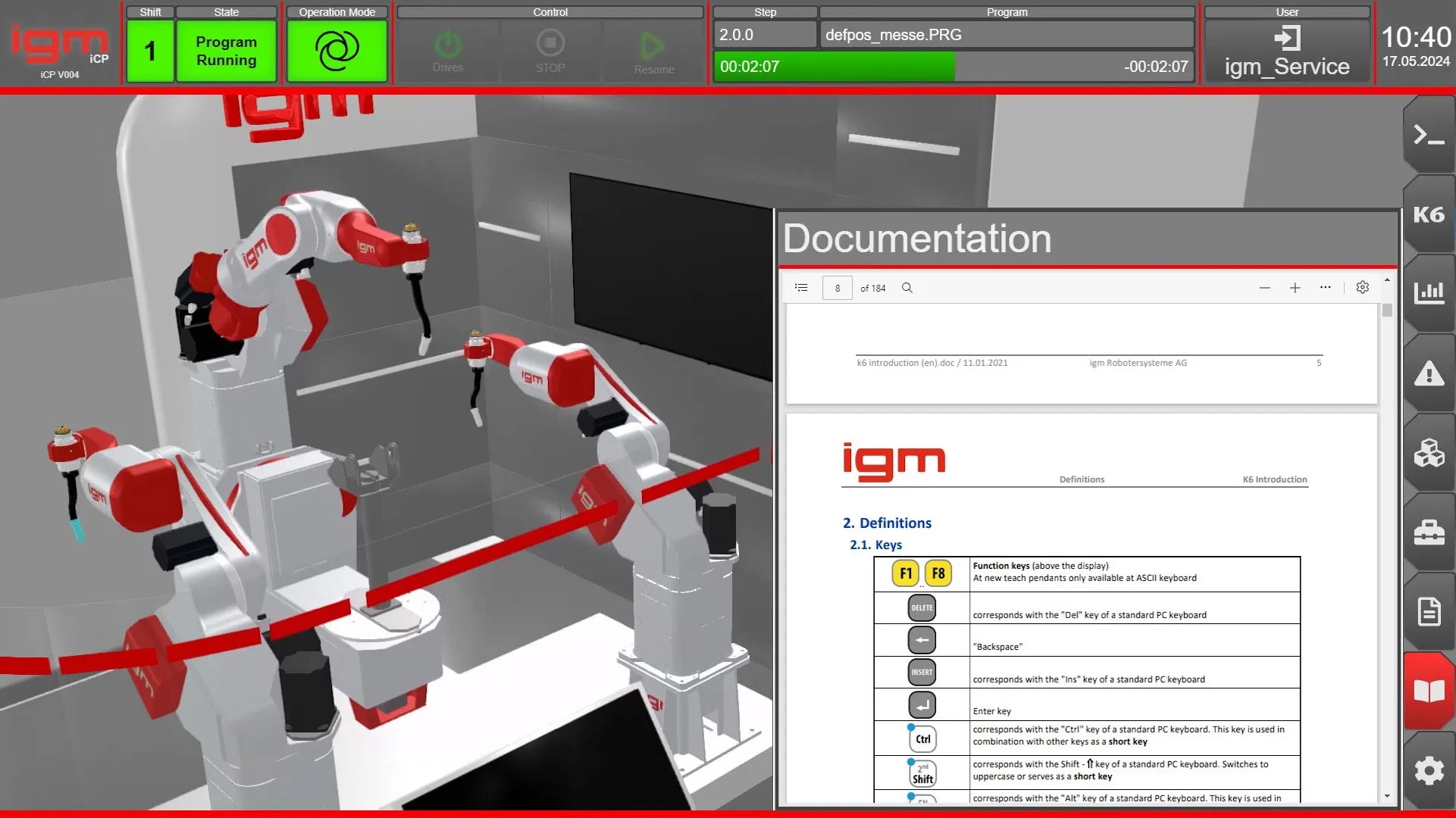 igm Robotersysteme: 3D-HMI with documentation